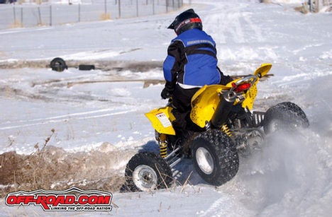 atv review can-am ds 450 mx racing on snow