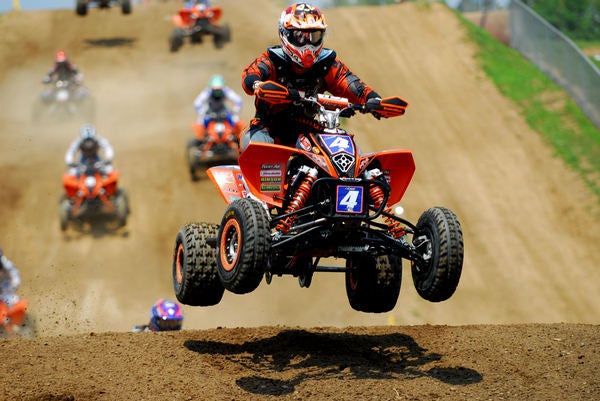  leads a sea of orange in the Industry Class at RedBud on his KTM 450SX.