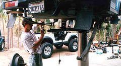 John clamps the Zuk's rear spring pack. Click for a larger image!