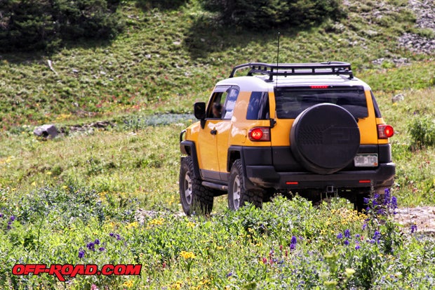 Toyota FJ Cruiser exploring one of the many alpine trails in southwest Colorado.