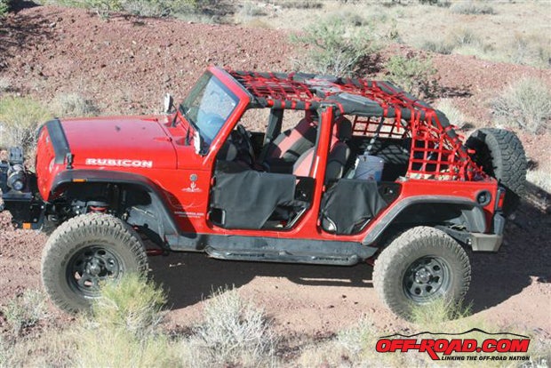 With Element Doors and cargo nets, our 2007 Rubicon Unlimited is really a macho machine.