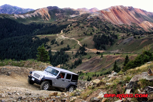 The San Juan Mountains are known as the Switzerland of America. Striking high peaks and lush alpine meadows make it a beautiful place to go four-wheeling in the summer and fall.