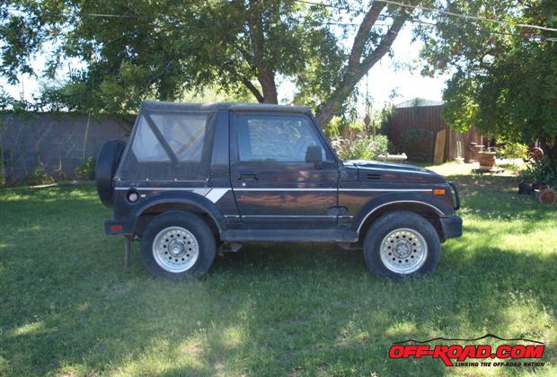 Heres what the project was started with: a dirt cheap Suzuki Samurai with a bad motor. You can find these things everywhere.