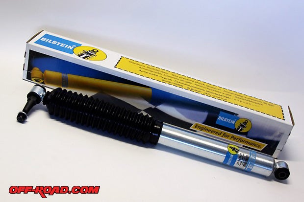 While we were at it, we also upgraded our stock steering stabilizer with a new Bilstein 5100 Series. This new line of performance steering stabilizers offers a great alternative to stock twin-tube models.
