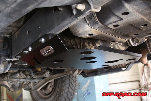 The Slee Off-Road Belly Pan spans 30-40 inches wide (tapered), and is 20 inches long, offering more than a 200 percent increase area of protection over stock.