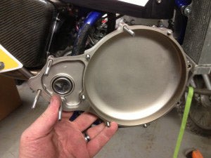 They spared no expense with this engine. This is the smaller “Billet Titanium” side cover and below it titanium clutch cover. Ka-ching