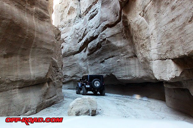 Chasing Jeep into Sandstone Canyon at Anza-Borrego State Park.