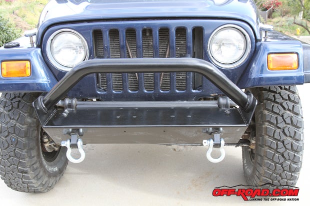 With the tubular grill guard installed, as well as the heavy-duty D-rings, our HighRock 4x4 Narrow front bumper is ready for the trails. Next up is adding a winch and lights.