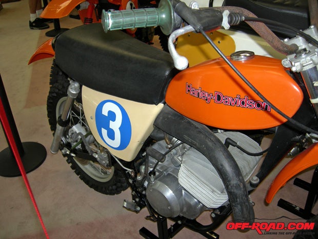 A genuine Harley motocrosser complete with rear fork suspension.