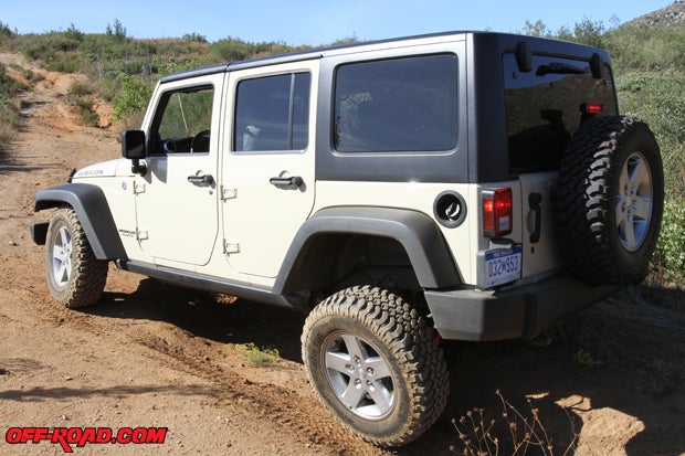 Even on uneven ground, the 2012 4x4 Jeep Wrangler excelled in off-road situations.