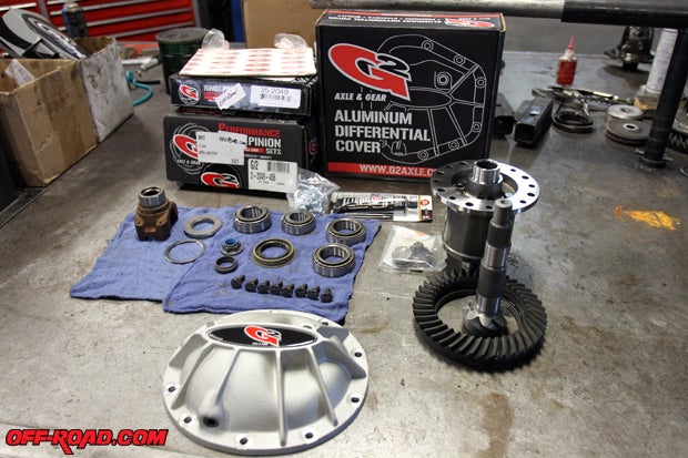 Moving from the stock 3.73 ratio to a lower 4.56 will help compliment our larger 33-inch tires. We used gears and new differential covers from G2. As for the differential, we replaced the stock unit with Eatons Detroit Truetrac limited-slip differentials.