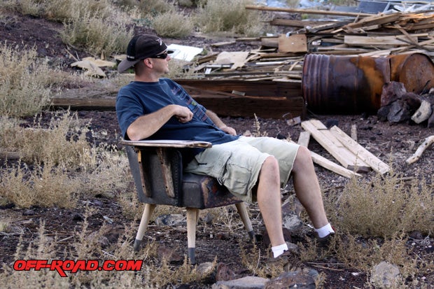 You can walk around the Aiken Cinder Mine and explore, or you can just sit back and take it all in from a comfy chair. Our friend Shane gravitated to this old relic, from which he had a killer 360-degree view. 