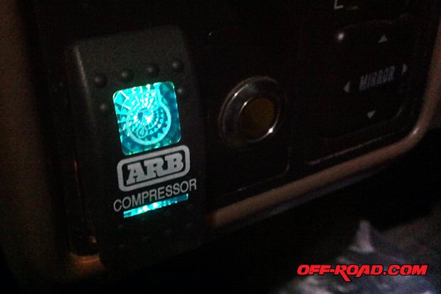 ARB on-board compressors are one of the best on the market. Having the ARB Compressor switch on our instrument panel brings a big smile with a cool blue light. Rock that baby and the twins come alive!