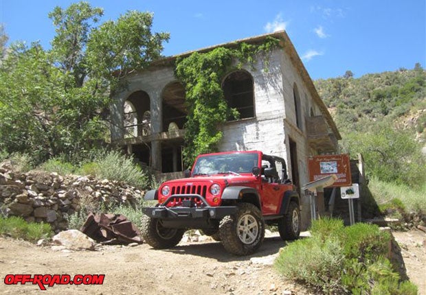 16.	Success! Awaiting us at our lunch stop was the Moss Mansion, a two-story concrete house that was one of the first (if not the first) poured-concrete structures in Arizona. The Walapai 4WD Club has adopted the trail and the mansion, and keep it free of debris and graffiti and the club maintains the trail as well.