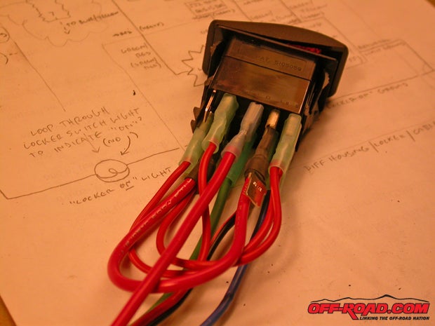 The same OTRATTW switch, with the complete homebuilt wiring harness attached. Your neatness will inspire confidence in the installation process.