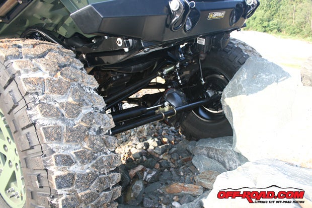 The front axle is also a Mopar JK unit manufactured by Dynatrac.