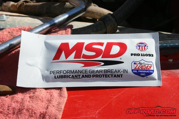 MSD provides this break-in gear lube with each Street Fire distributor.