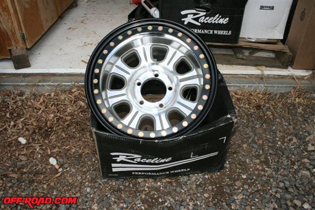 Even though the Raceline polished aluminum Desert Monster one-piece Beadlock Wheel is a 17-in x 9.5-in wheel, we ordered it with a 5-on-5.5-inch lug pattern so that itll fit more Jeep models.