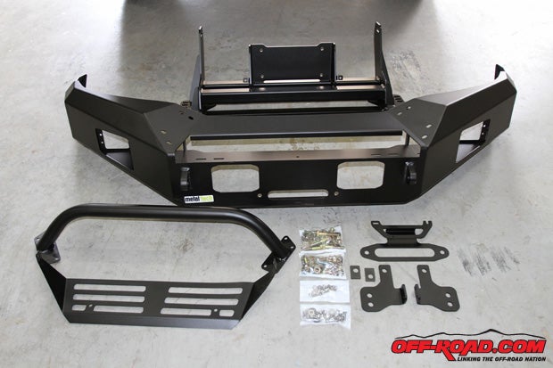 The Metal Tech 4x4 Goblin front bumper includes the bumper, frame mount, optional bull guard and optional lower guard. The Goblin kit can also accommodate most planetary winches on the market.