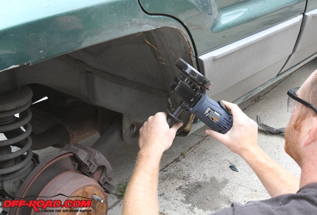 Using an angle grinder or wheel grinder, smooth out the edges of the cut lines. 