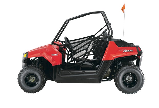 There may be the new RZR 1000 for mom and dad, but the RZR 170 is perfect for the kids. 