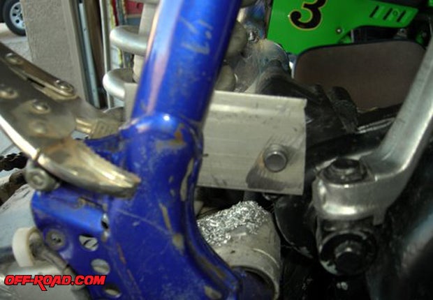 Since the rear down tubes on the frame were different on each side, the last rear motor mount plate had to be fabricated after the first one was in. It was simple enough to drill a hole and hold the plate in place and then mark it properly.
