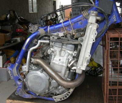 The stock YZ426 in the bare frame weighed a bit over 90 pounds.