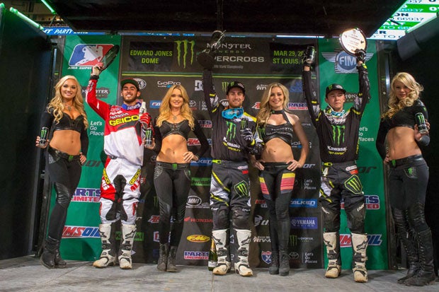 Martin Davalos earned the win (middle), while Justin Bogle finished second (left) and Blake Baggett third (right). 