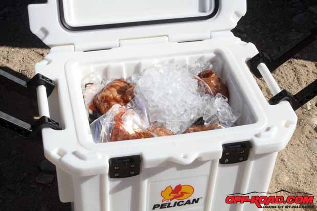 Three days into our time in Johnson Valley for King of the Hammers, our Pelican Elite Cooler had hardly lost any ice. For comparison, the ice in our traditional cooler had mostly melted by this point and needed a refill.