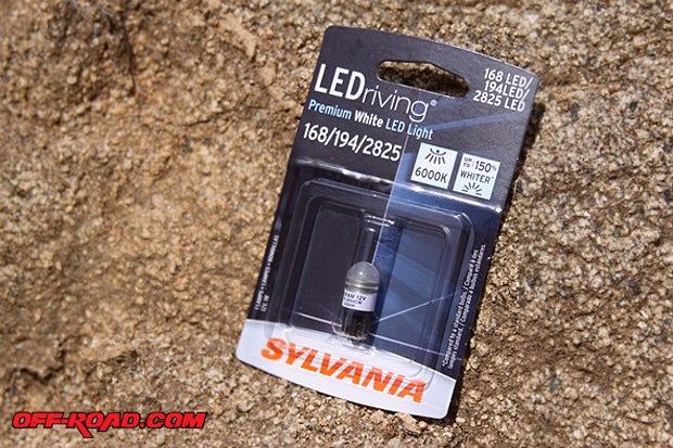 Sylvania LEDriving lights are up to 150% whiter than stock miniature automotive bulbs and have a color temperature 6000 Kelvin.