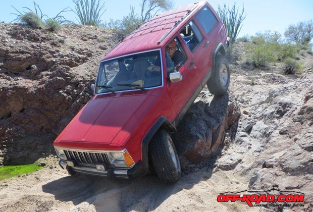 Without the lift, this obstacle near Lake Havasu City, Arizona, would have been impossible.