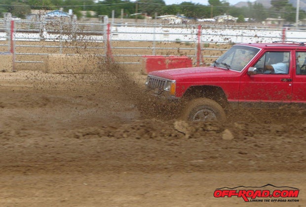 The combination of Yokohama Geolandar tires and Skyjacker lift allowed Cashs dad to enter Red Banjo in the Kingman Mud Bogs on July 4th.