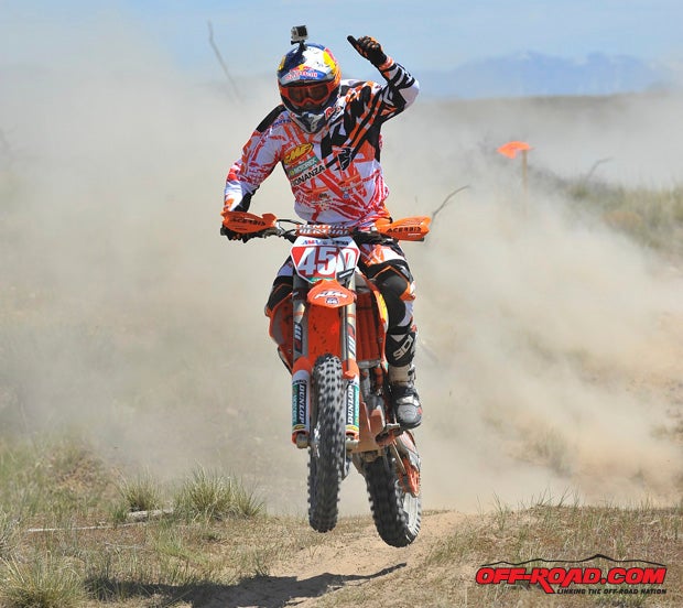 Ivan Ramirez gives a friendly wave en route to dominating the Sage Riders National.