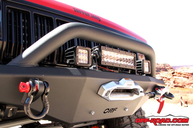 A new front heavy-duty bumper was also fabricated for this vehicle and houses a Warn M8000 winch.