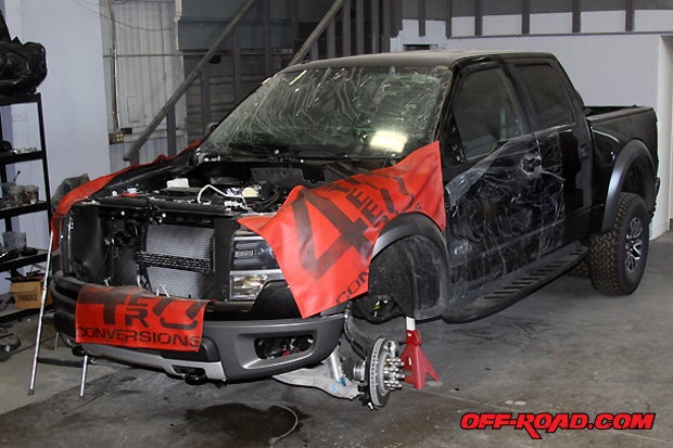 A brand new Ford F-150 SVT Raptor getting prepped for its right-hand-drive conversion at RHD USA.