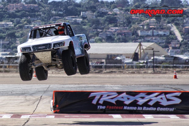 EJ Viso moved to the front of the pack on Sunday, winning the first race of the day. It was a great improvement after a tough eleventh-place finish on Saturday night during Round 13 of the Speed Energy Stadium Super Trucks presented by Traxxas.