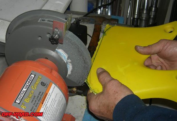 Any rough edges or sloppy cuts can be shaped up with the use of an ordinary bench grinder.