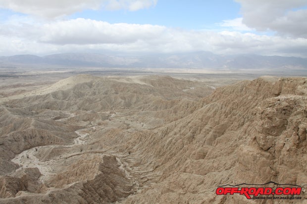 Fonts Point provides an excellent view of the Borrego Badlands, as well as views of Ocotillo Wells and Borrego Springs.