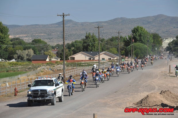 The sheriffs department escorted the field through town and out to the start area almost five miles from the main pit at Panacas rodeo grounds, which proved a convenient and popular venue.