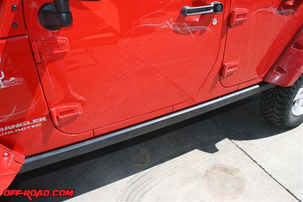 JKs are factory equipped with a small but tough slider that protects the Jeeps rocker panel. However, it doesnt give passengers any support while entering or exiting the JK.