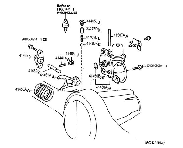 The same electric actuator, in an alternate exploded view that shows its interface with the differential housing from the other side of the axle.