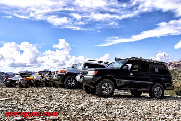 Our group of 4WDs being led by Jonathan Harris in his black 100 Series Land Cruiser during the Alpine Loop trip, Summer 2012.