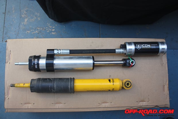 Heres a comparison between the Icon and Old Man Emu shock. The Icon Stage 3 front shock provides additional travel along with a higher performance threshold thanks to its remote reservoir that helps replenish the oil in the shock itself to keep operating temperatures down for sustained performance when the going gets rough.