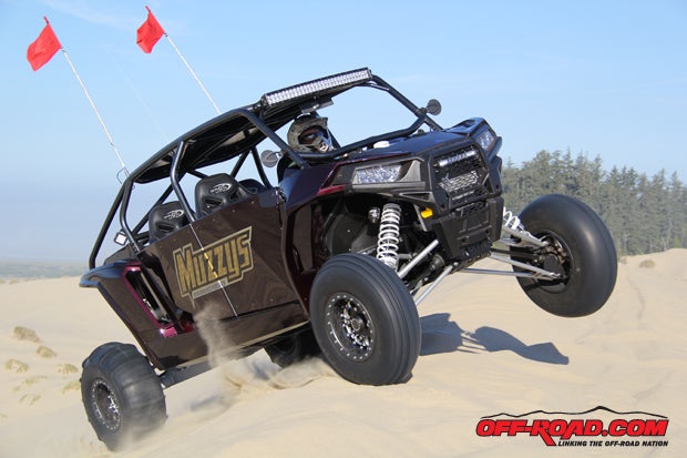 The upgraded Walker Evans shocks on Muzzy’s RZR really aided the handling of the four-seater to complement the performance increase from the big-bore kit. 