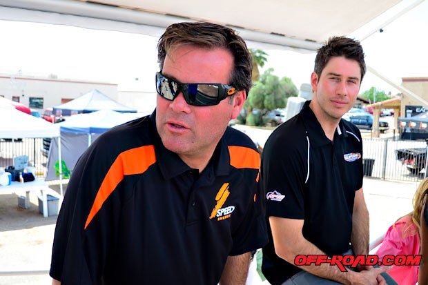 Robby Gordon and Arie Luyendyk at a promo event in Phoenix for the race series.