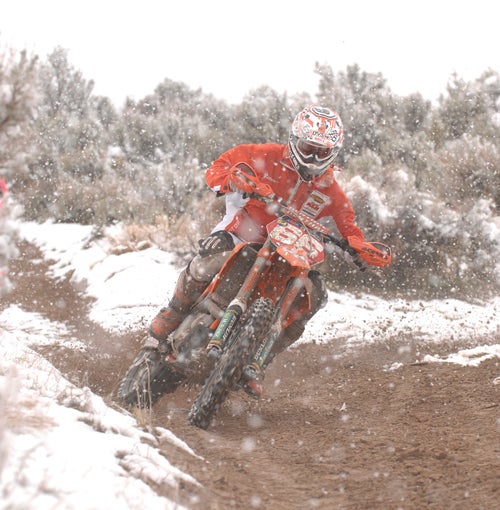 Kurt Caselli blasted off the start and stayed out front all afternoon to pick up his fourth straight series victory, despite having very little snow experience--like most of the series regulars.