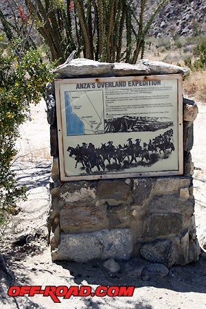 Anza's Overland Expedition - On the afternoon of December 20, 1775, 240 Sonoran colonist led by Juan Bautista de Anza made camp near this spot. With them on this first overland colonizing expedition to Alta California came more than 800 head of cattle and horse. The expedition led them through Coyote Canyon in route to Monterey and San Francisco.