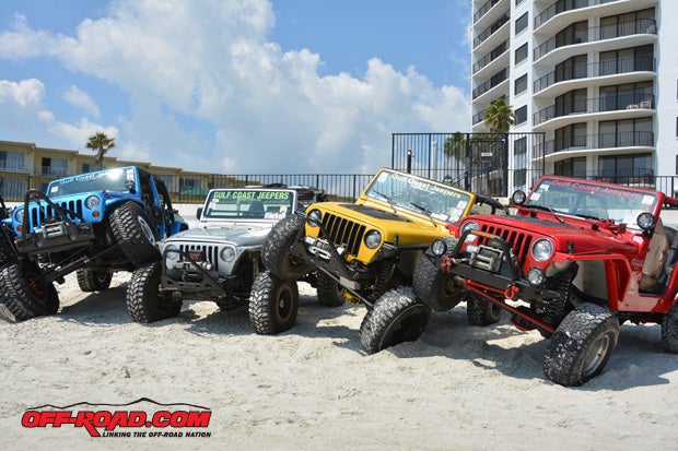 Jeep clubs had fun showing off their rigs on the beach.