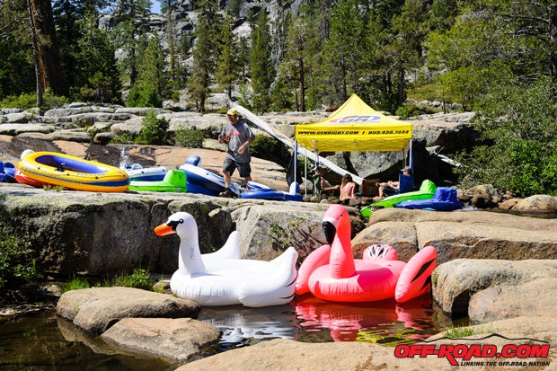 Don’t forget your flotation device! The GenRight Offroad crew stepped up this year and brought a swan and a flamingo. They like to have fun!
