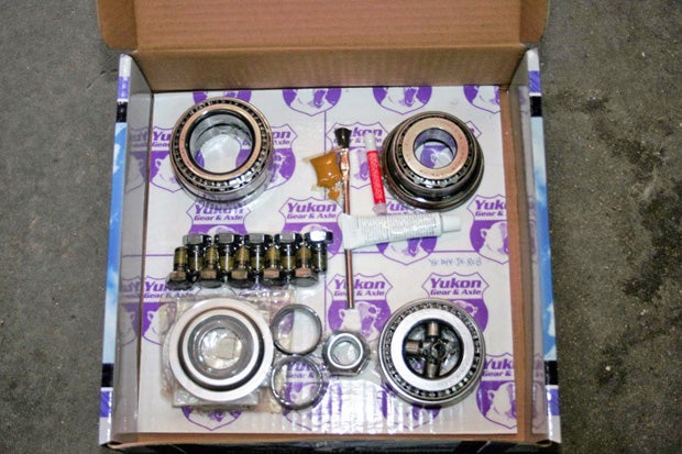Most of us hate shrink-wrap, but it sure protects the Yukon differential rebuild kit. It includes everything you need to rebuild a differential when you change gear sets. We ordered a kit for each differential.